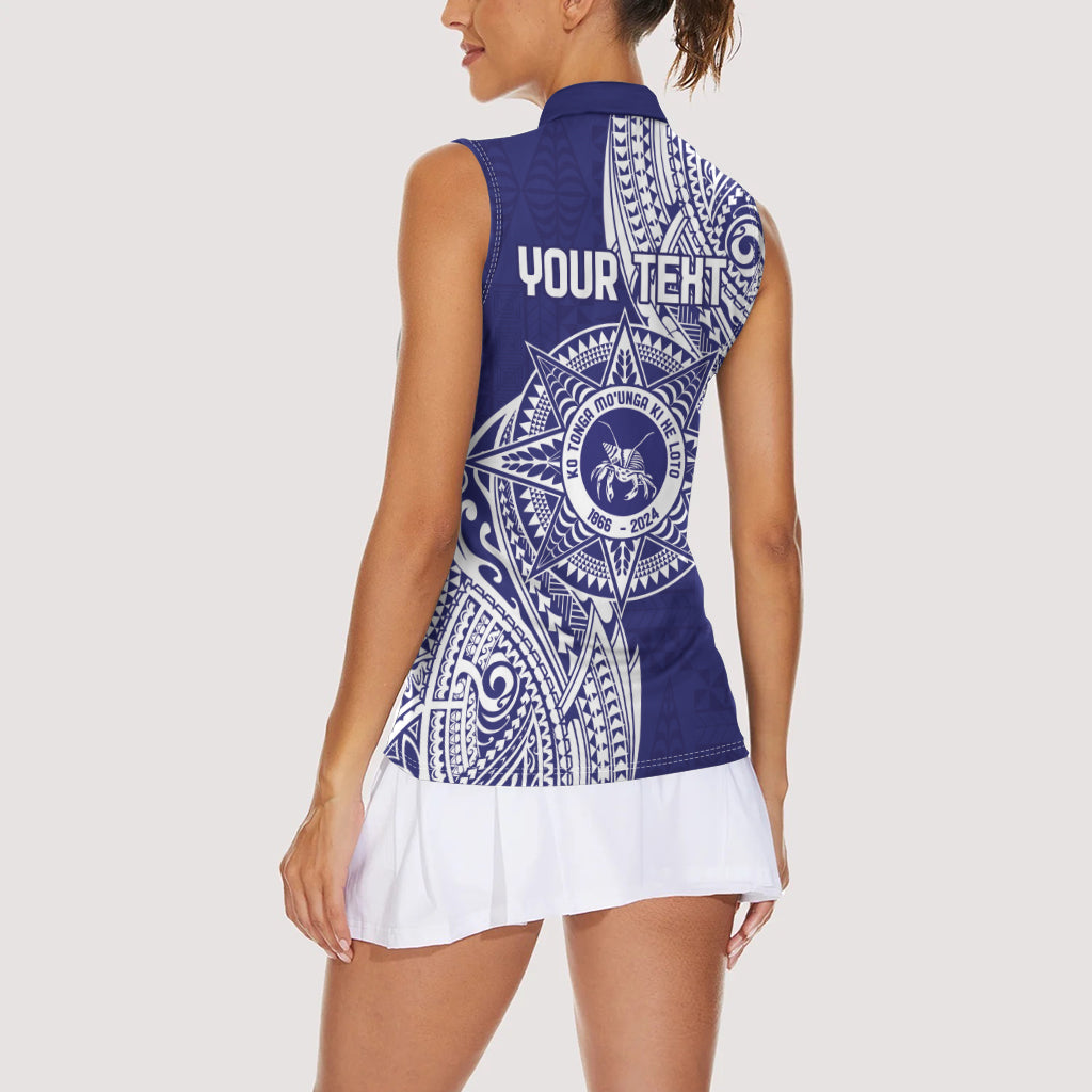 Personalised Tonga Tupou College Tolo 158th Anniversary Women Sleeveless Polo Shirt Special Kupesi Pattern