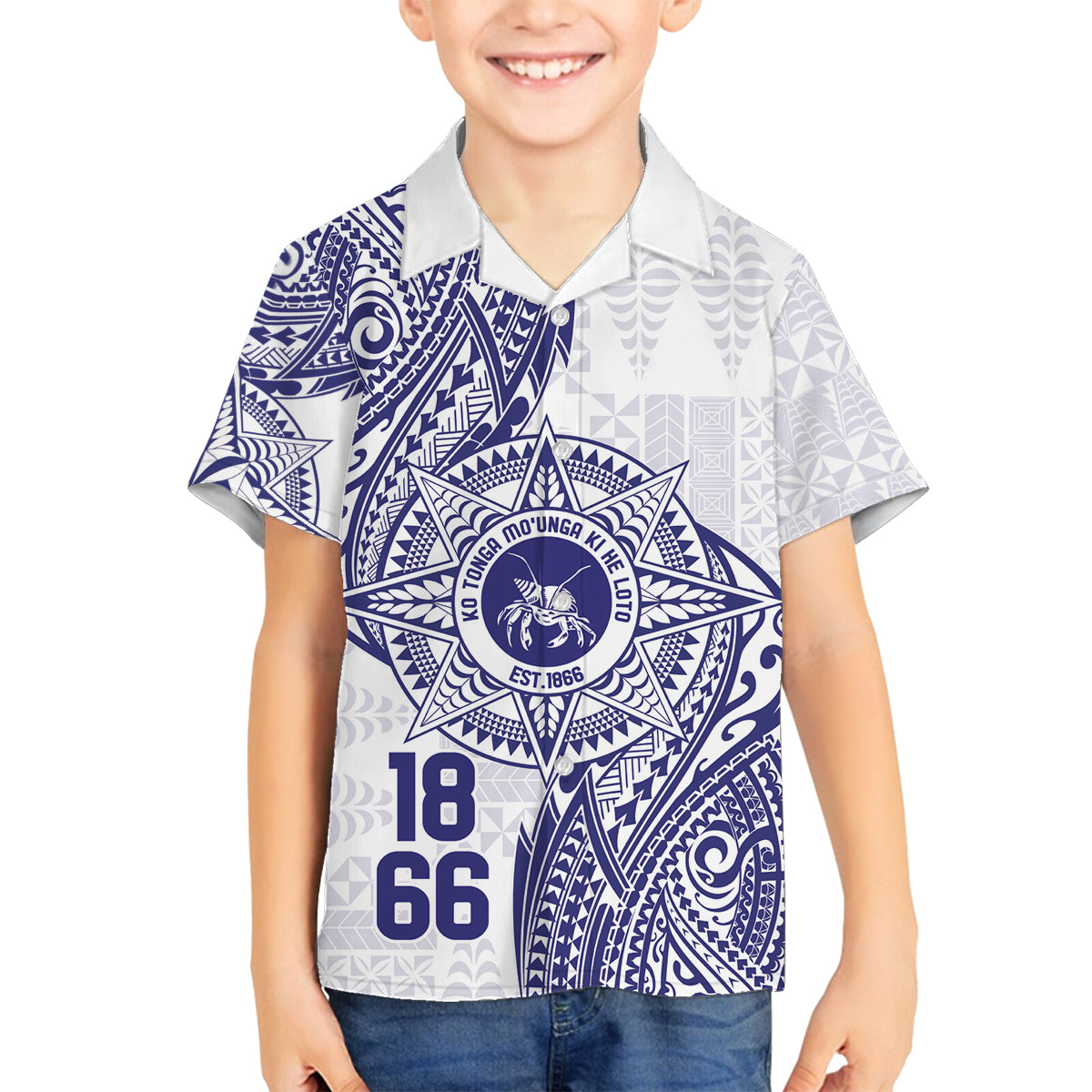 Personalised Tonga Tupou College Tolo Family Matching Puletasi and Hawaiian Shirt Since 1866 Special Kupesi Pattern