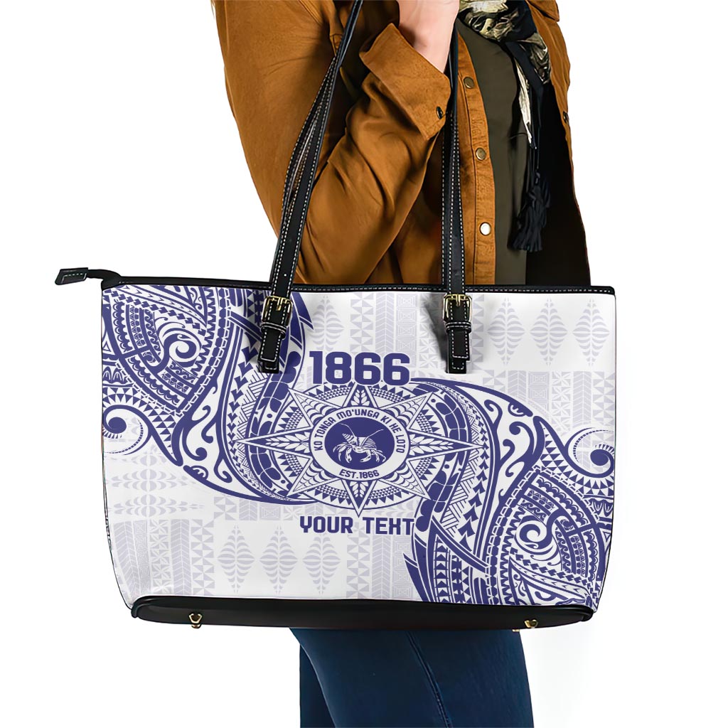 Personalised Tonga Tupou College Tolo Leather Tote Bag Since 1866 Special Kupesi Pattern