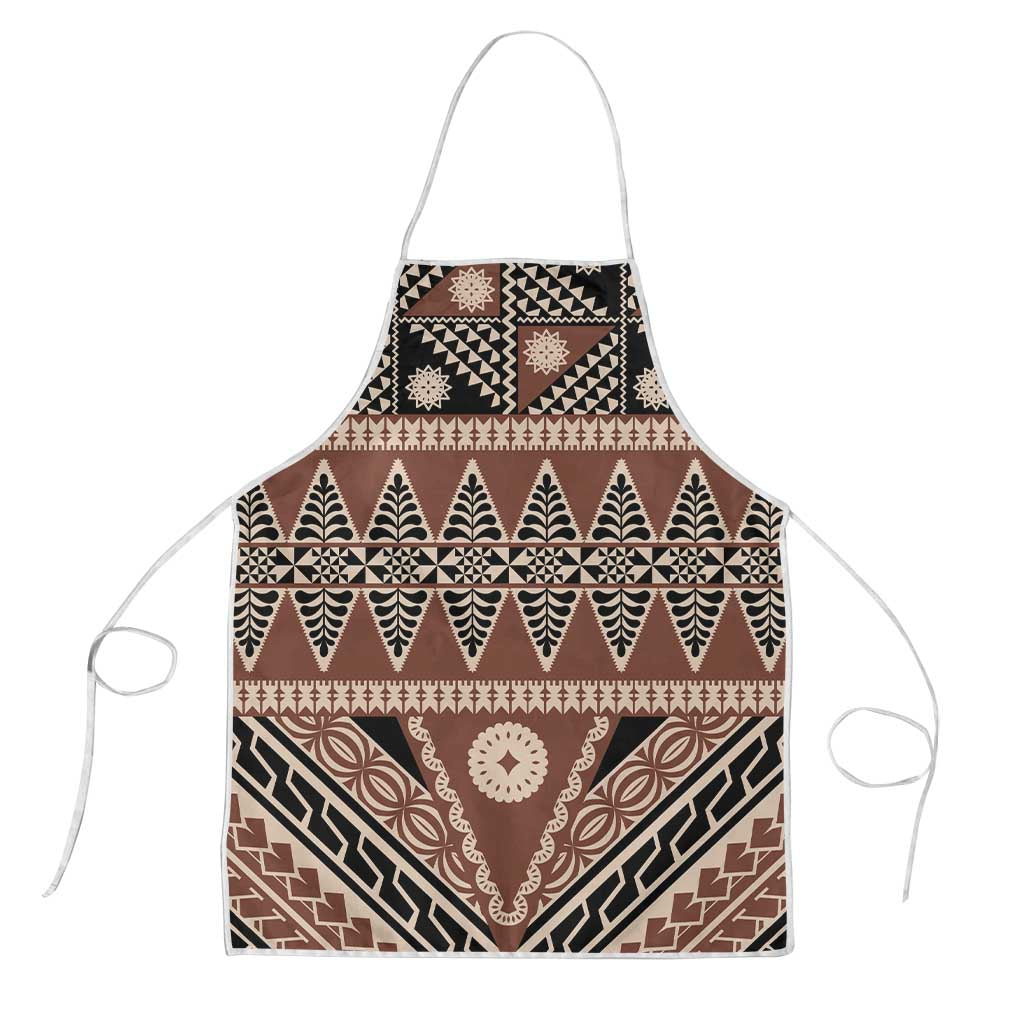 Vintage Bula Fiji Apron Brown Tapa Masi Motif - Polynesian Pride