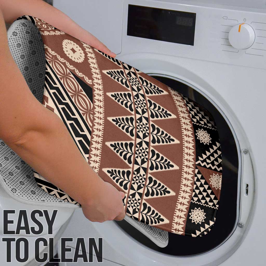 Vintage Bula Fiji Bathroom Set Brown Tapa Masi Motif - Polynesian Pride