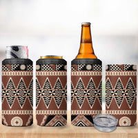 Vintage Bula Fiji 4 in 1 Can Cooler Tumbler Brown Tapa Masi Motif LT9 - Polynesian Pride