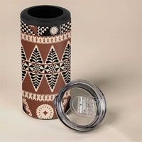 Vintage Bula Fiji 4 in 1 Can Cooler Tumbler Brown Tapa Masi Motif LT9 - Polynesian Pride