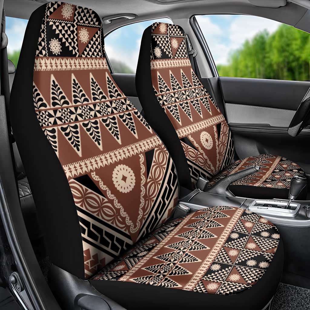 Vintage Bula Fiji Car Seat Cover Brown Tapa Masi Motif
