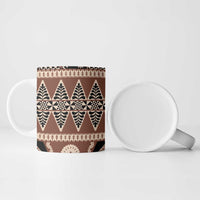 Vintage Bula Fiji Ceramic Mug Brown Tapa Masi Motif - Polynesian Pride