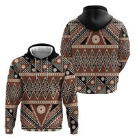 Vintage Bula Fiji Hoodie Brown Tapa Masi Motif