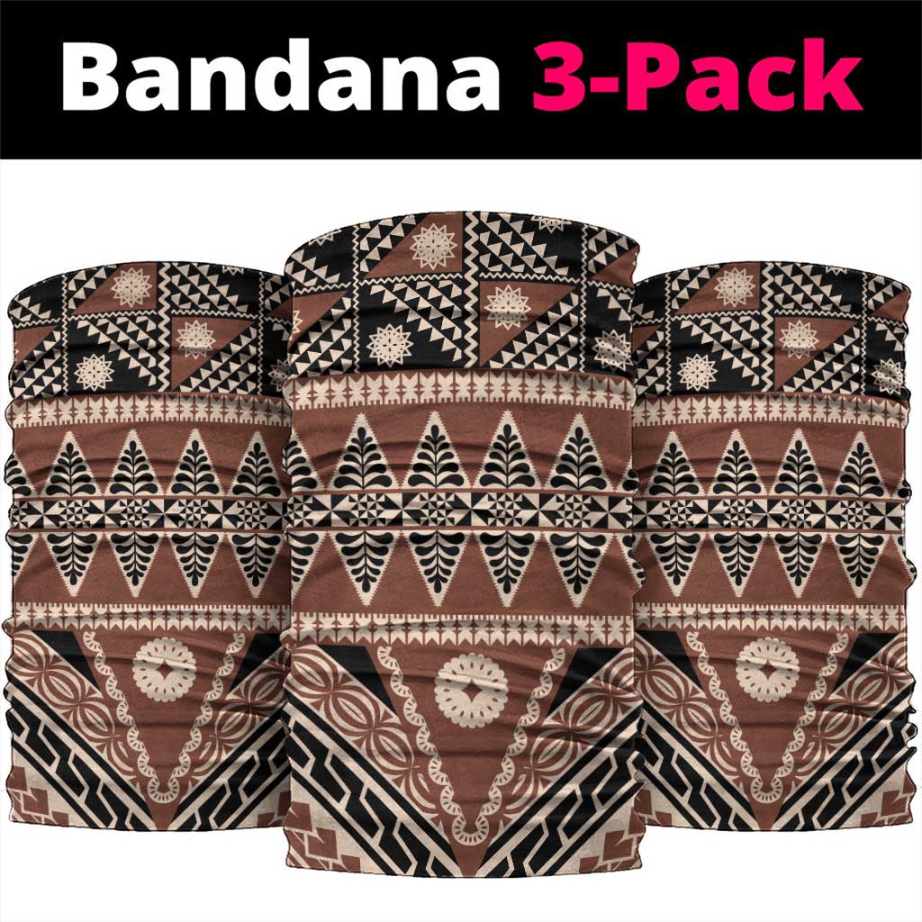 Vintage Bula Fiji Neck Gaiter Brown Tapa Masi Motif - Polynesian Pride