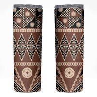 Vintage Bula Fiji Skinny Tumbler Brown Tapa Masi Motif LT9 Brown - Polynesian Pride