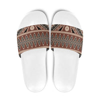 Vintage Bula Fiji Slide Sandals Brown Tapa Masi Motif LT9 Brown - Polynesian Pride