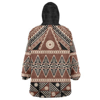 Vintage Bula Fiji Wearable Blanket Hoodie Brown Tapa Masi Motif LT9 - Polynesian Pride