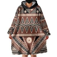 Vintage Bula Fiji Wearable Blanket Hoodie Brown Tapa Masi Motif LT9 - Polynesian Pride