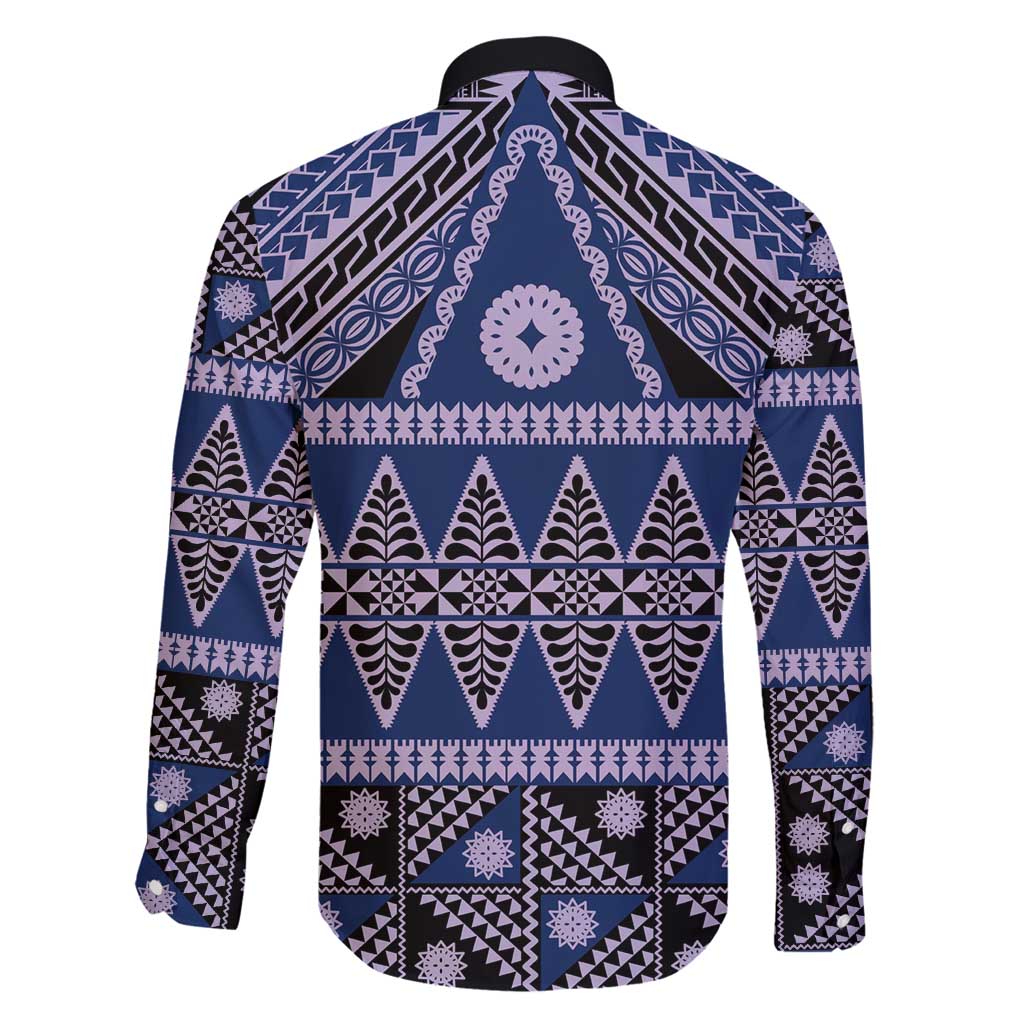 Vintage Bula Fiji Family Matching Mermaid Dress and Hawaiian Shirt Prussian Blue Tapa Masi Motif