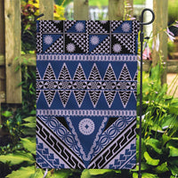 Vintage Bula Fiji Garden Flag Prussian Blue Tapa Masi Motif