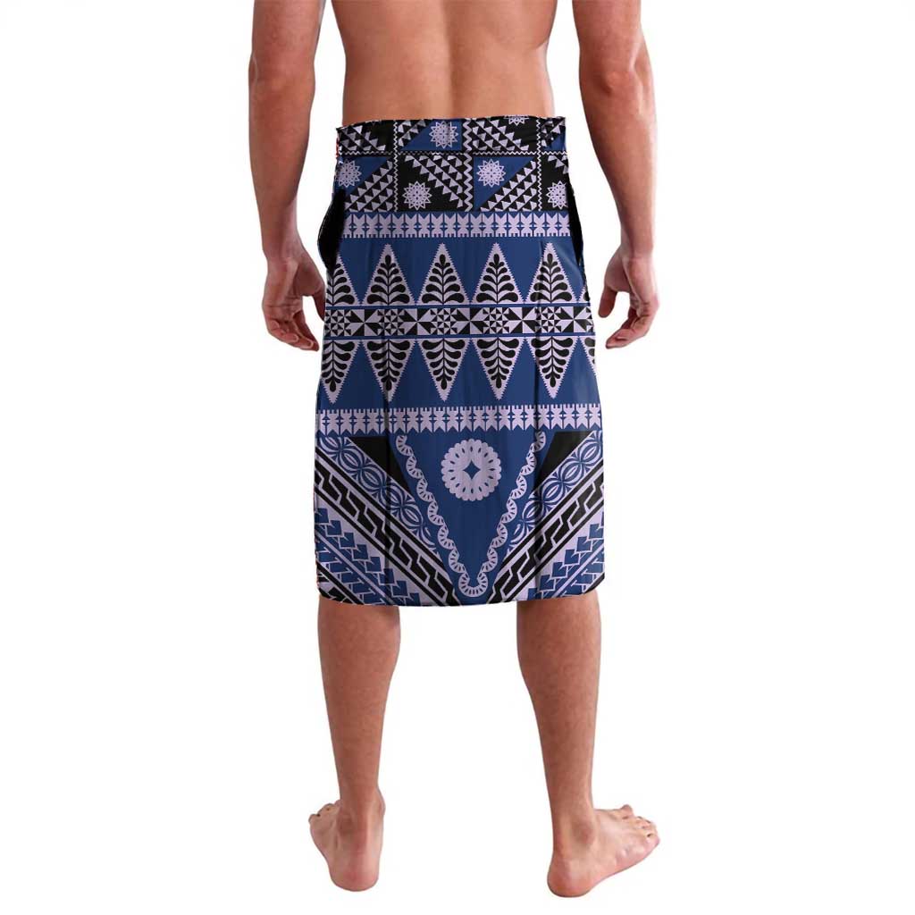 Vintage Bula Fiji Lavalava Prussian Blue Tapa Masi Motif