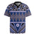 Vintage Bula Fiji Rugby Jersey Prussian Blue Tapa Masi Motif