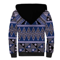 Vintage Bula Fiji Sherpa Hoodie Prussian Blue Tapa Masi Motif LT9 - Polynesian Pride