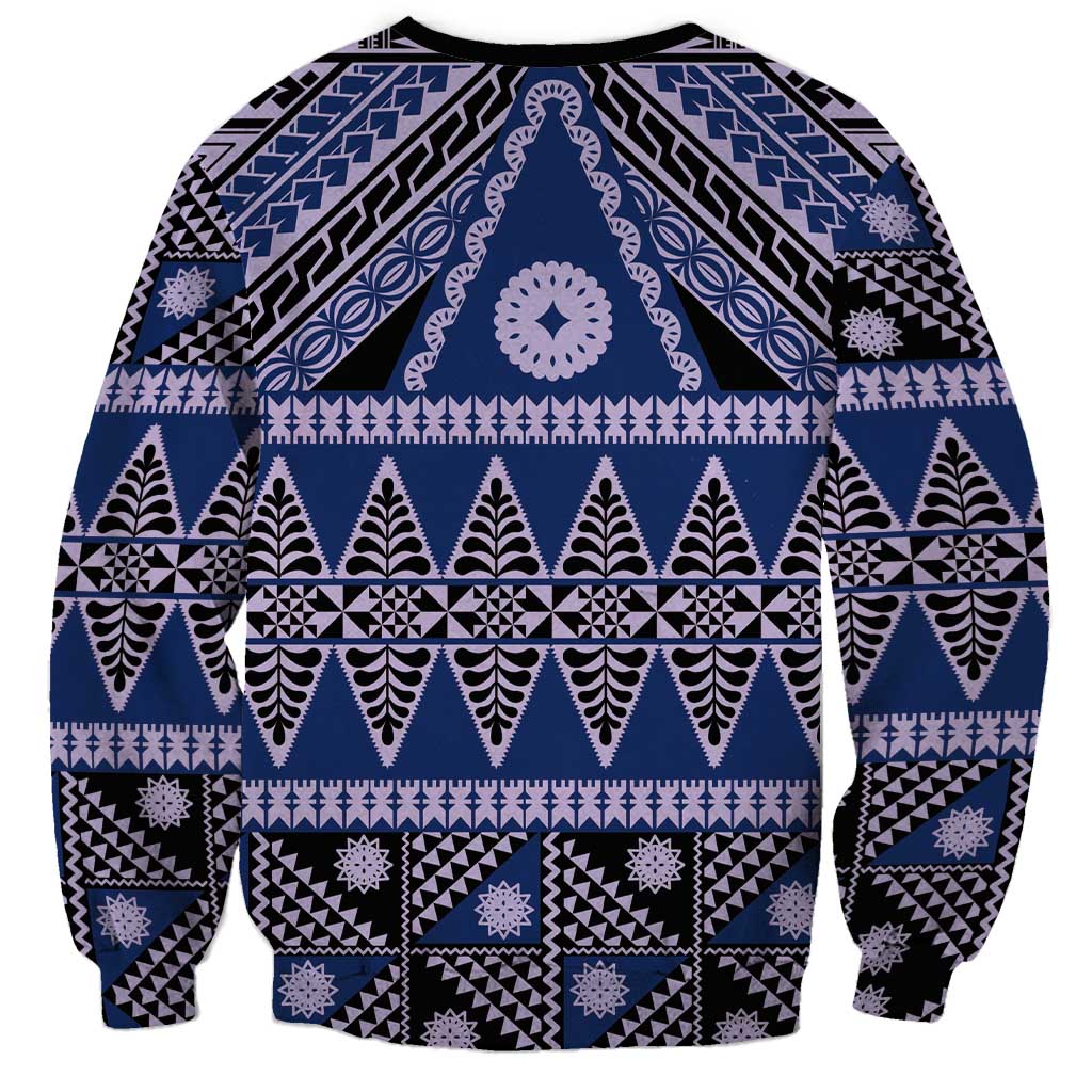 Vintage Bula Fiji Sweatshirt Prussian Blue Tapa Masi Motif