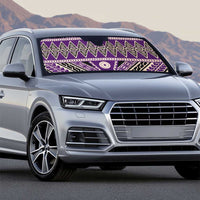 Vintage Bula Fiji Auto Sun Shade Purple Tapa Masi Motif - Polynesian Pride