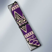 Vintage Bula Fiji Auto Sun Shade Purple Tapa Masi Motif - Polynesian Pride