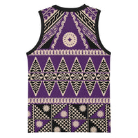 Vintage Bula Fiji Basketball Jersey Purple Tapa Masi Motif - Polynesian Pride