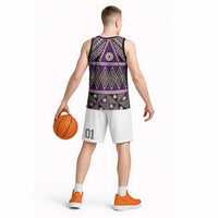 Vintage Bula Fiji Basketball Jersey Purple Tapa Masi Motif - Polynesian Pride