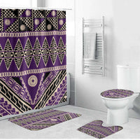 Vintage Bula Fiji Bathroom Set Purple Tapa Masi Motif - Polynesian Pride