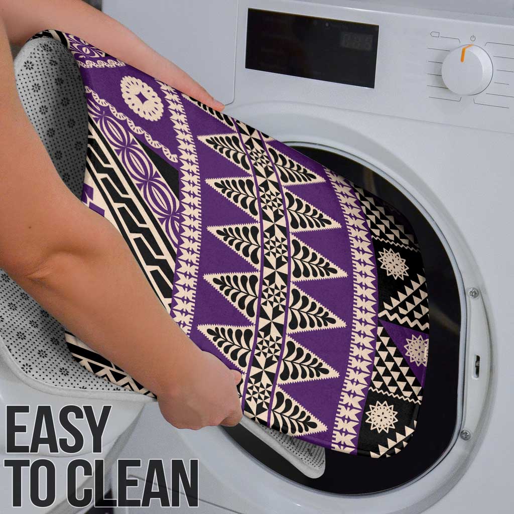 Vintage Bula Fiji Bathroom Set Purple Tapa Masi Motif - Polynesian Pride