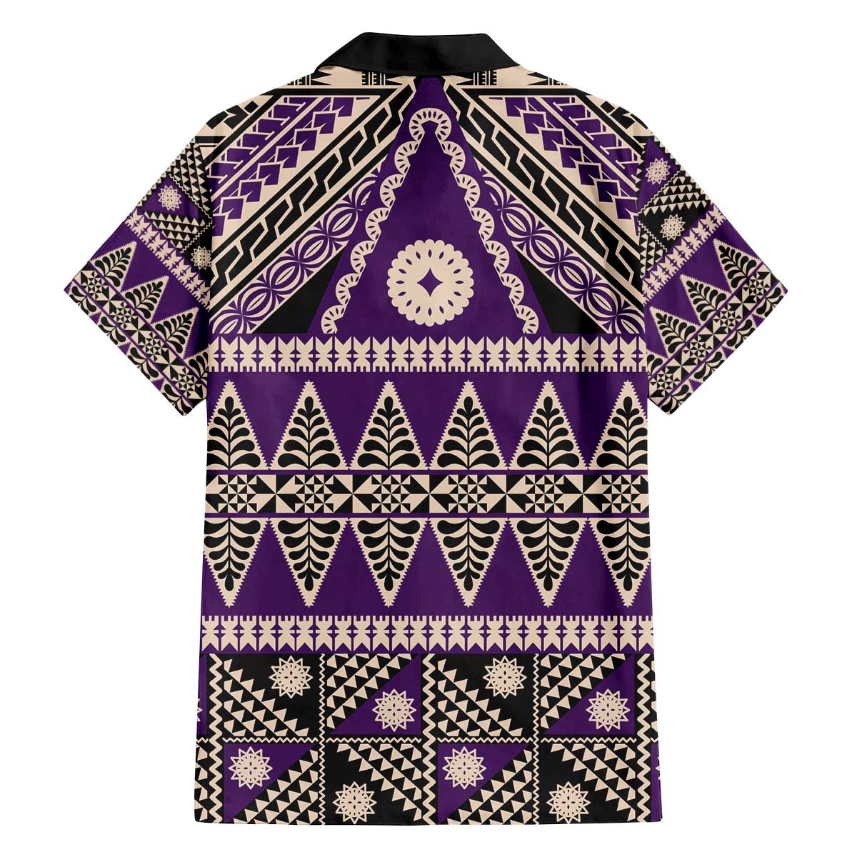 Vintage Bula Fiji Family Matching Off The Shoulder Long Sleeve Dress and Hawaiian Shirt Purple Tapa Masi Motif