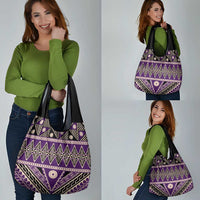 Vintage Bula Fiji Grocery Bag Purple Tapa Masi Motif