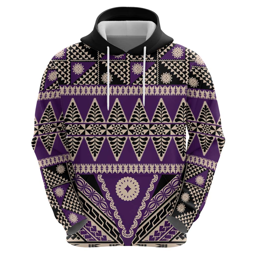 Vintage Bula Fiji Hoodie Purple Tapa Masi Motif LT9 - Polynesian Pride