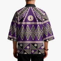 Vintage Bula Fiji Kimono Purple Tapa Masi Motif - Polynesian Pride