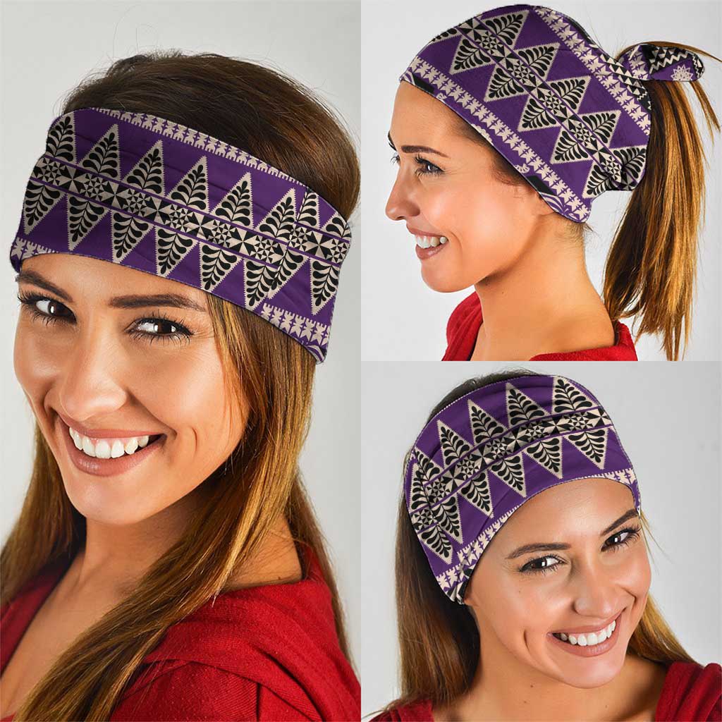Vintage Bula Fiji Neck Gaiter Purple Tapa Masi Motif - Polynesian Pride