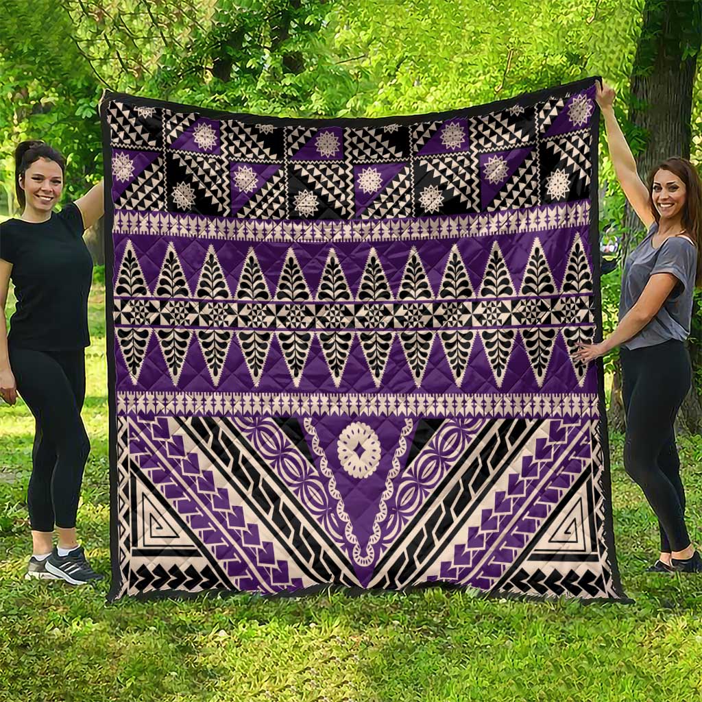 Vintage Bula Fiji Quilt Purple Tapa Masi Motif