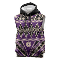 Vintage Bula Fiji Sleeveless Hoodie Purple Tapa Masi Motif LT9 Purple - Polynesian Pride