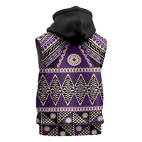 Vintage Bula Fiji Sleeveless Hoodie Purple Tapa Masi Motif LT9 - Polynesian Pride