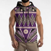 Vintage Bula Fiji Sleeveless Hoodie Purple Tapa Masi Motif LT9 - Polynesian Pride