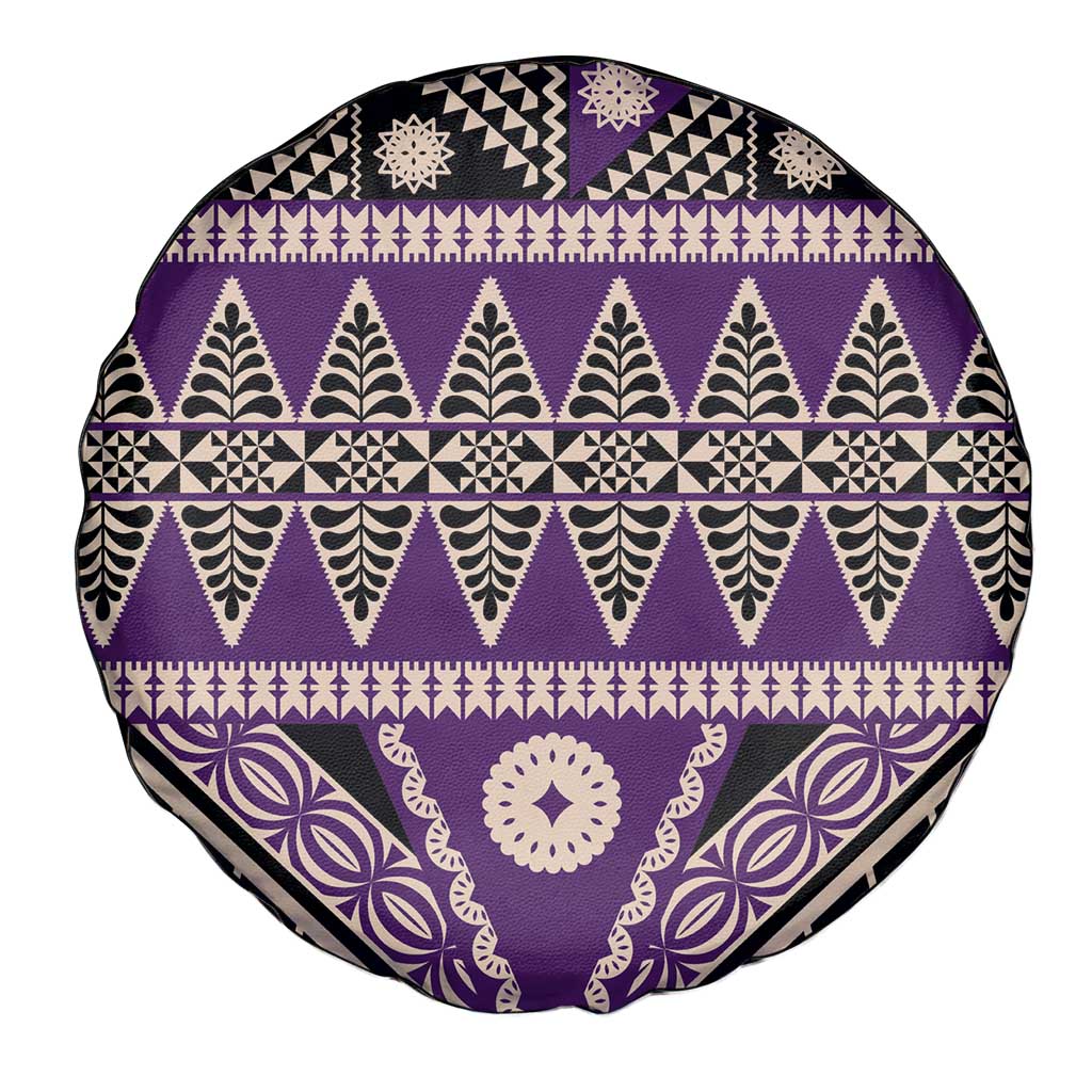 Vintage Bula Fiji Spare Tire Cover Purple Tapa Masi Motif