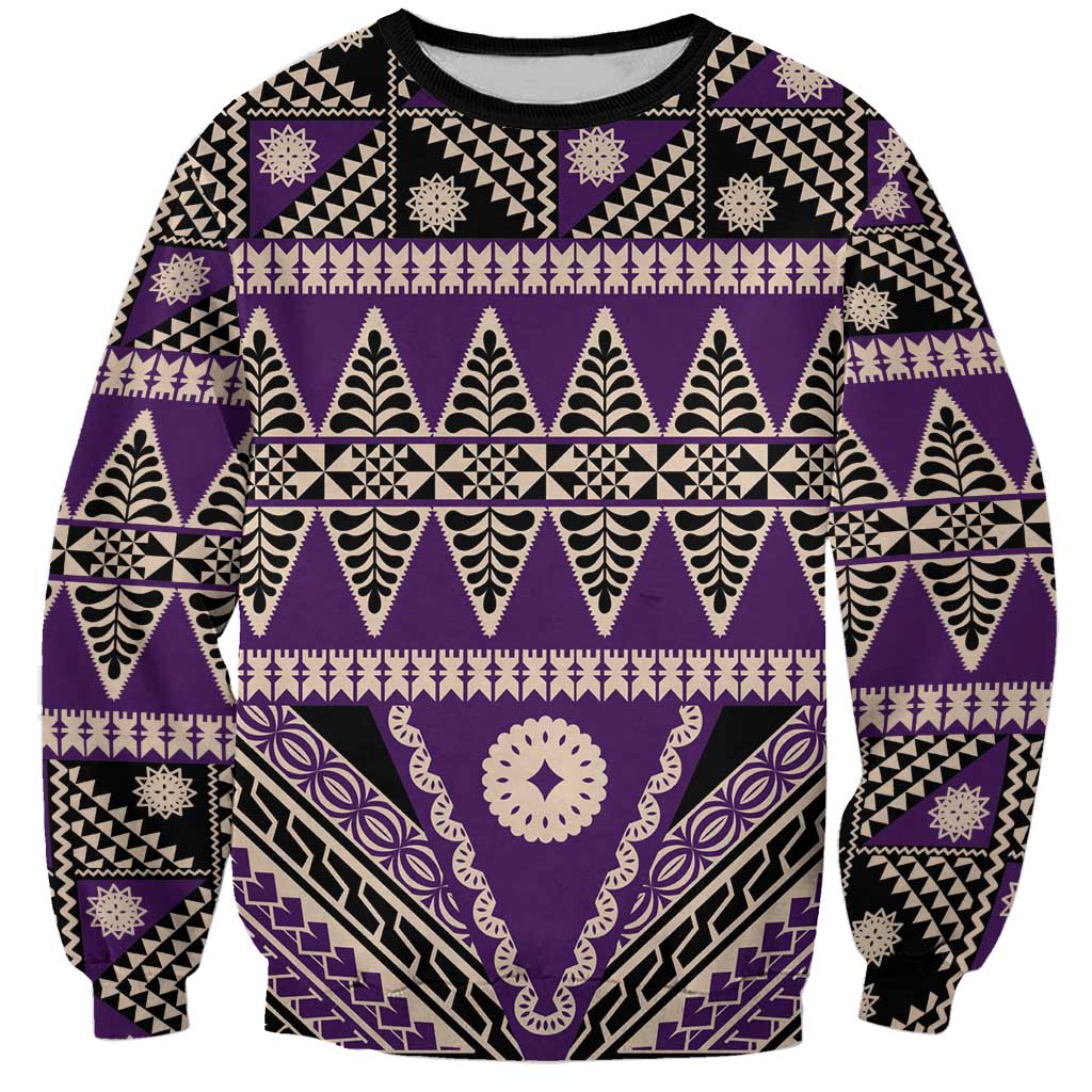 Vintage Bula Fiji Sweatshirt Purple Tapa Masi Motif