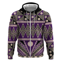 Vintage Bula Fiji Zip Hoodie Purple Tapa Masi Motif LT9 Zip Hoodie Purple - Polynesian Pride