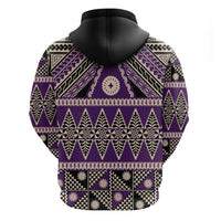 Vintage Bula Fiji Zip Hoodie Purple Tapa Masi Motif LT9 - Polynesian Pride