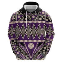 Vintage Bula Fiji Zip Hoodie Purple Tapa Masi Motif LT9 - Polynesian Pride