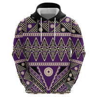 Vintage Bula Fiji Zip Hoodie Purple Tapa Masi Motif LT9 - Polynesian Pride