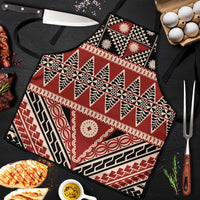 Vintage Bula Fiji Apron Red Tapa Masi Motif - Polynesian Pride