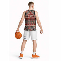 Vintage Bula Fiji Basketball Jersey Red Tapa Masi Motif - Polynesian Pride