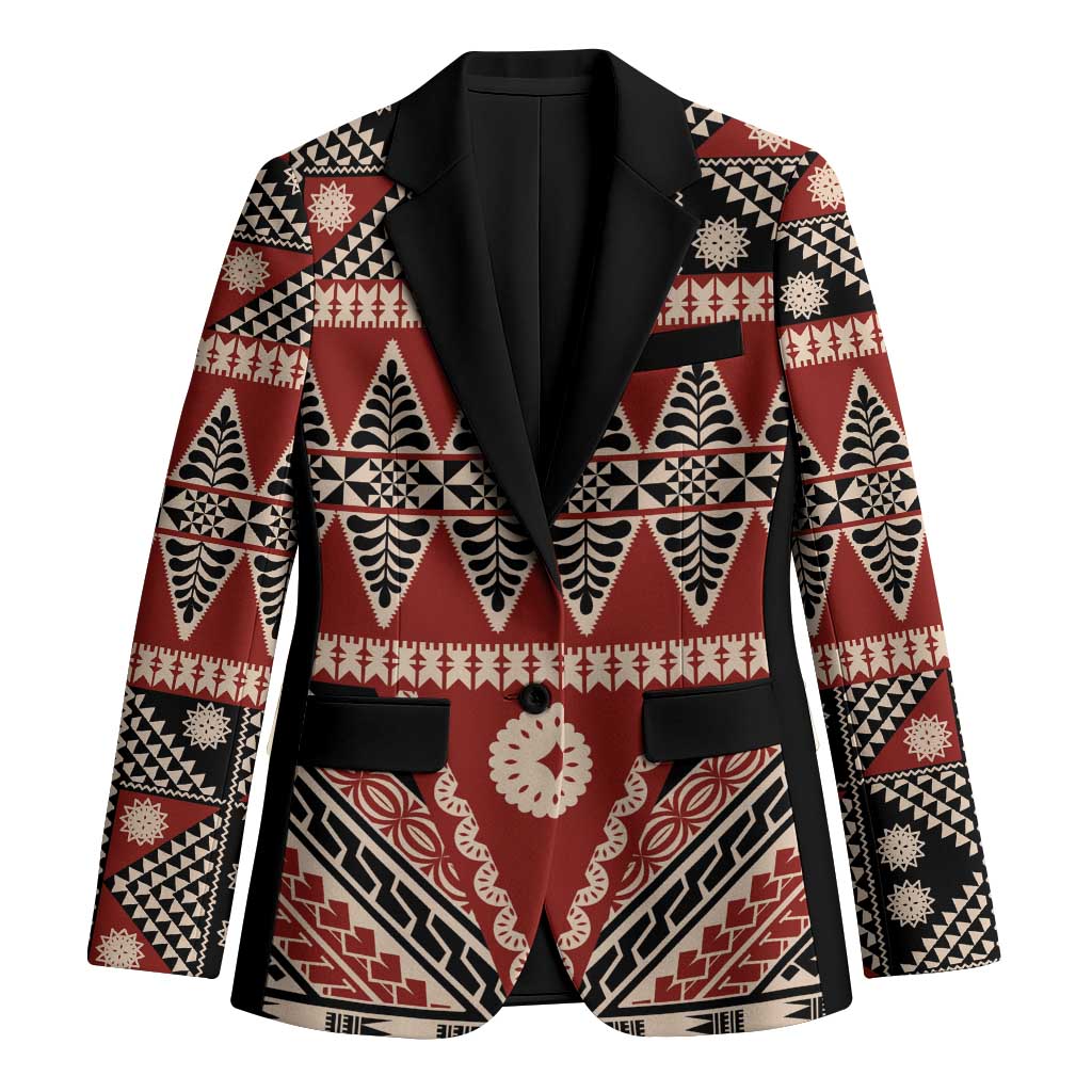 Vintage Bula Fiji Blazer Red Tapa Masi Motif LT9 Unisex Red - Polynesian Pride