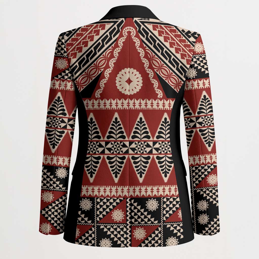 Vintage Bula Fiji Blazer Red Tapa Masi Motif LT9 - Polynesian Pride