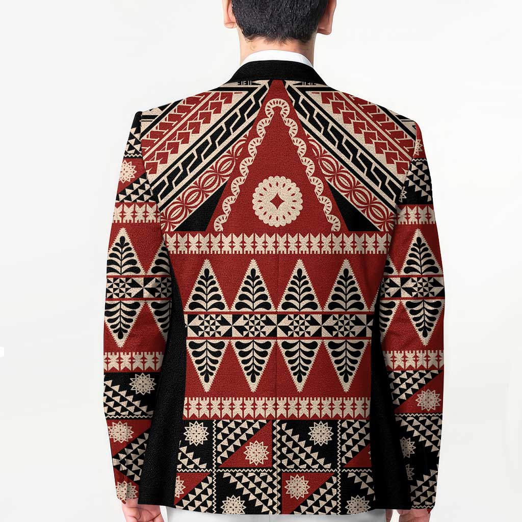 Vintage Bula Fiji Blazer Red Tapa Masi Motif LT9 - Polynesian Pride