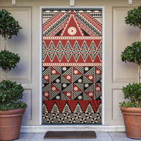 Vintage Bula Fiji Door Cover Red Tapa Masi Motif - Polynesian Pride