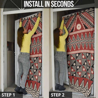 Vintage Bula Fiji Door Cover Red Tapa Masi Motif - Polynesian Pride