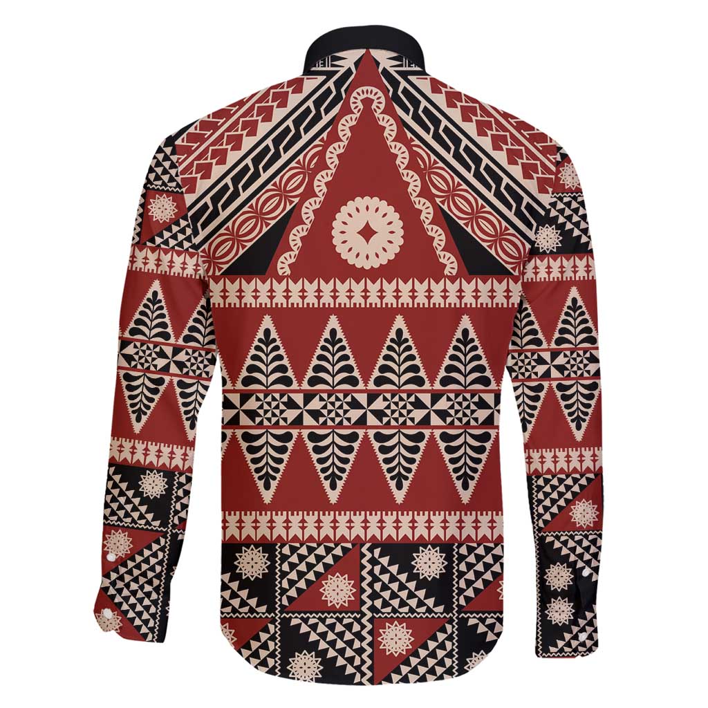 Vintage Bula Fiji Family Matching Off Shoulder Short Dress and Hawaiian Shirt Red Tapa Masi Motif